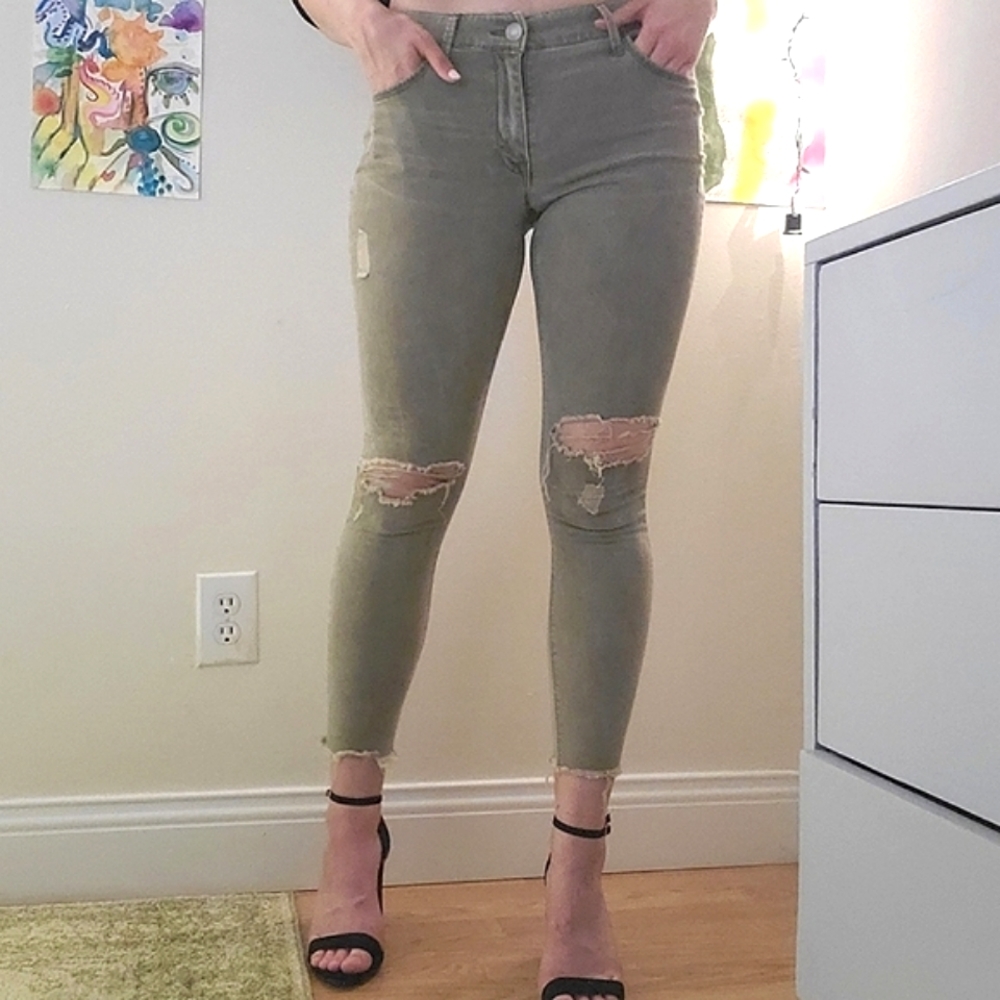 Olive ripped jeans